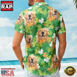 Happy St Patrick Day Together With Dog Custom Photo Hawaiian Shirts