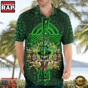 Happy St. Patrick'S Day Cool Skull And Beer Hawaii Shirt