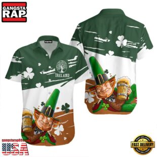 Hawaiian Aloha Shirts, Irish St Patrick'S Day Green Hat And Shamrock Hawaiian Shirt For Men