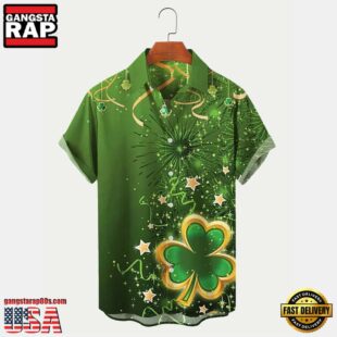 Holiday St. Patrick'S Mens Bowling Shirts Shamrock Art Hawaiian Shirts