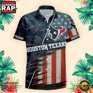 Houston Texans US Flag Pattern Hawaiian Shirt