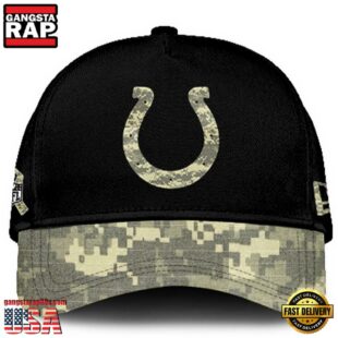 Indianapolis Colts 2024 Salute to Service Club Black Camo Cap Gift For Veteran