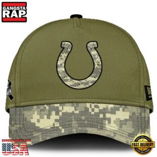 Indianapolis Colts 2024 Salute to Service Club Green Camo Cap Gift For Veteran