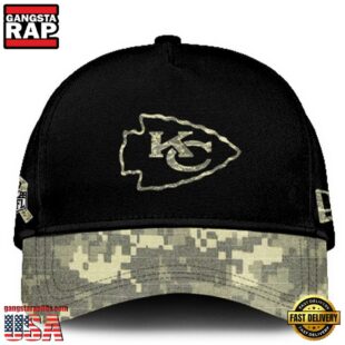 Kansas City Chiefs 2024 Salute to Service Club Black Camo Cap Gift For Veteran