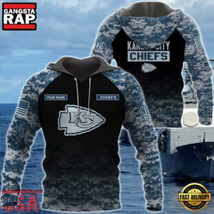 Kansas City Chiefs U.S. Navy NWU Camouflage Cutsom Name Hoodie