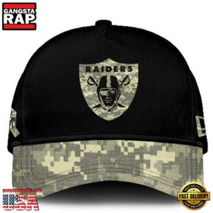 Las Vegas Raiders 2024 Salute to Service Club Black Camo Cap Gift For Veteran