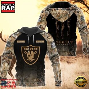 Las Vegas Raiders Personalized Hoodie Camo Hunting Perfect Gift