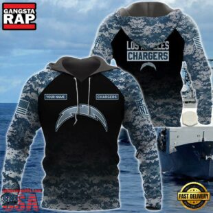 Los Angeles Chargers U.S. Navy NWU Camouflage Cutsom Name Hoodie