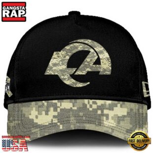 Los Angeles Rams 2024 Salute to Service Club Black Camo Cap Gift For Veteran