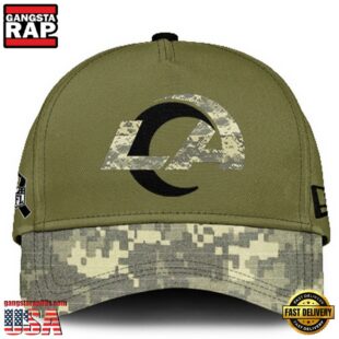 Los Angeles Rams 2024 Salute to Service Club Green Camo Cap Gift For Veteran