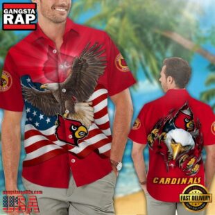 Louisville Cardinals Eagle US Flag Hawaiian Shirt