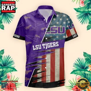 LSU Tigers US Flag Pattern Hawaiian Shirt