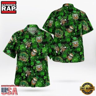 Many Patrick Skulls Green Clover Pattern Hawaii Shirt