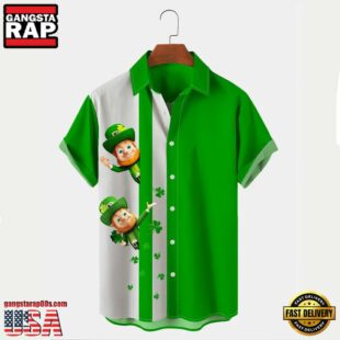 Mens Holiday St. Patrick Leprechaun Day Hawaiian Shirt