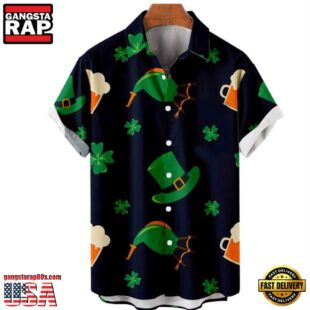 Mens St. Patrick'S Day 3D Hawaiian Shirt, Shamrock Shirt