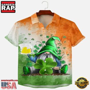 Mens St. Patrick'S Day Printed Shirt, Gnome Hawaiian Shirt