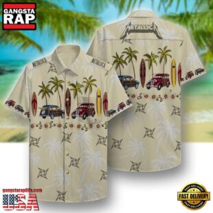 Metallica Beach Pattern Short Sleeve Aloha Shirt