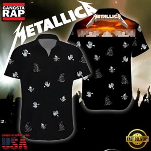 Metallica Black Album Tribute Short Sleeve Aloha Shirt