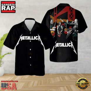 Metallica Golden Gate Rock Short Sleeve Aloha Shirt