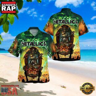 Metallica Jack Skellington Metallica Tour Short Sleeve Aloha Shirt