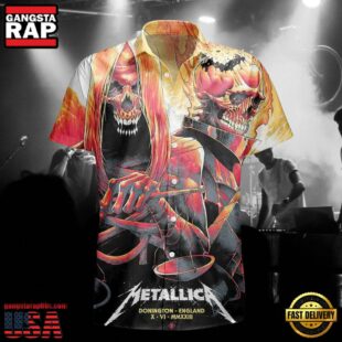 Metallica World Tour Donington England Short Sleeve Aloha Shirt