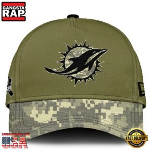 Miami Dolphins 2024 Salute to Service Club Green Camo Cap Gift For Veteran