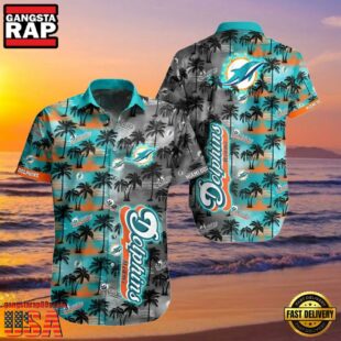 Miami Dolphins Twilight Palms Hawaiian Shirt