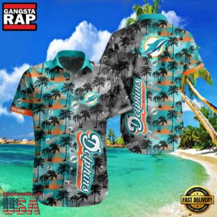 Miami Dolphins Twilight Palms Hawaiian Shirt