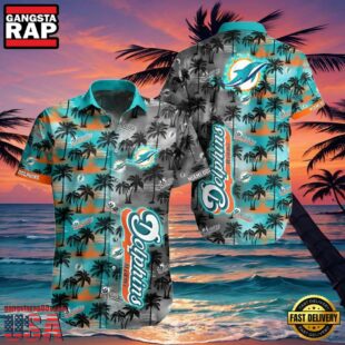 Miami Dolphins Twilight Palms Hawaiian Shirt