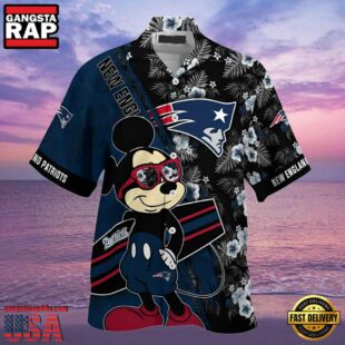 Mickey And Floral New England Patriots Hawaiian Shirt Look Cute