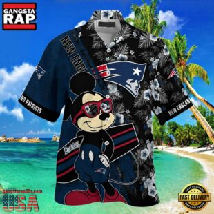 Mickey And Floral New England Patriots Hawaiian Shirt Look Cute