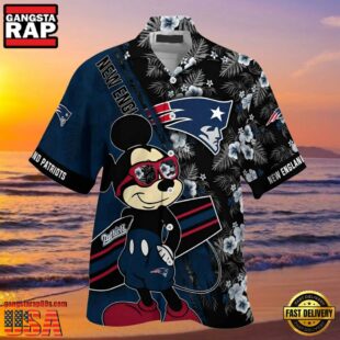 Mickey And Floral New England Patriots Hawaiian Shirt Look Cute