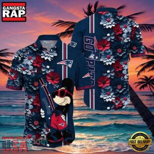 Mickey Mouse New England Patriots Aloha Hawaiian Shirt