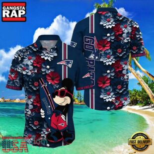 Mickey Mouse New England Patriots Aloha Hawaiian Shirt