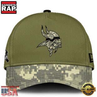 Minnesota Vikings 2024 Salute to Service Club Green Camo Cap Gift For Veteran