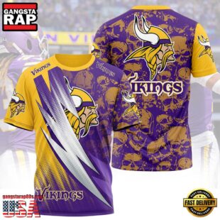 Minnesota Vikings Logo All Over Print T-Shirt For Fans