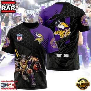 Minnesota Vikings Mascot All Over Print T-Shirt For Fans