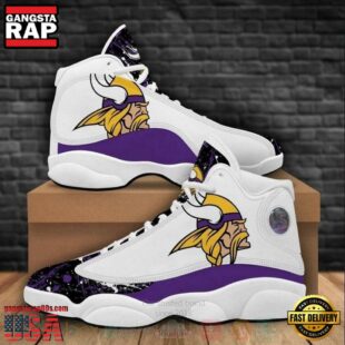 Minnesota Vikings NFL Big Logo Bling Bling Football Team Air Jordan 13 Shoes - Gift For Fans