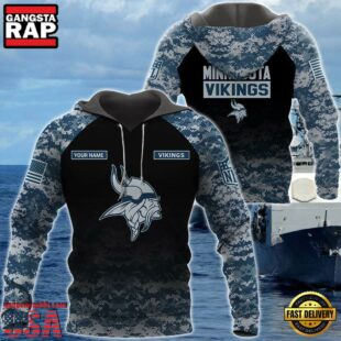 Minnesota Vikings U.S. Navy NWU Camouflage Cutsom Name Hoodie