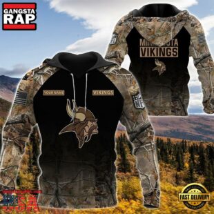 Minnesota Vikingspersonalized Your Name Hunting Camo Hoodie