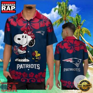 New England Patriots And Snoopy Blue Hawaiian Shirt