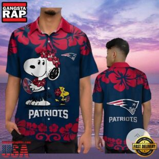 New England Patriots And Snoopy Blue Hawaiian Shirt