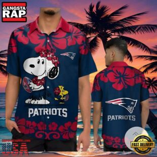 New England Patriots And Snoopy Blue Hawaiian Shirt