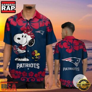 New England Patriots And Snoopy Blue Hawaiian Shirt