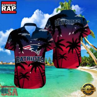 New England Patriots Crimson Palm Paradise Hawaiian Shirt