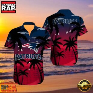 New England Patriots Crimson Palm Paradise Hawaiian Shirt