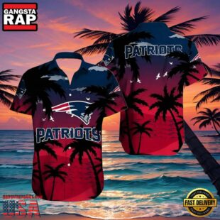 New England Patriots Crimson Palm Paradise Hawaiian Shirt