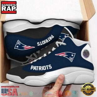 New England Patriots NFL Big Logo Football Team 5 Air Jordan 13 Sneaker Shoes - Gift For Fans