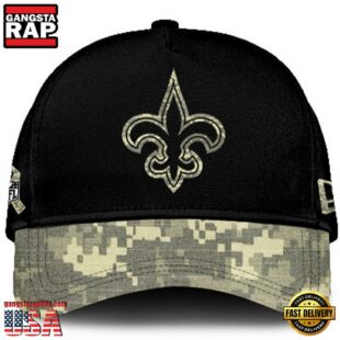 New Orleans Saints 2024 Salute to Service Club Black Camo Cap Gift For Veteran