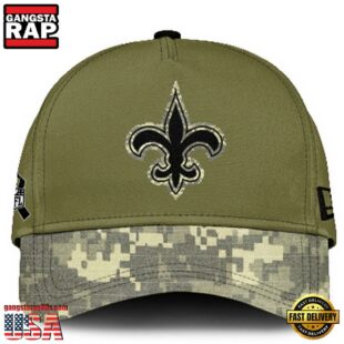 New Orleans Saints 2024 Salute to Service Club Green Camo Cap Gift For Veteran